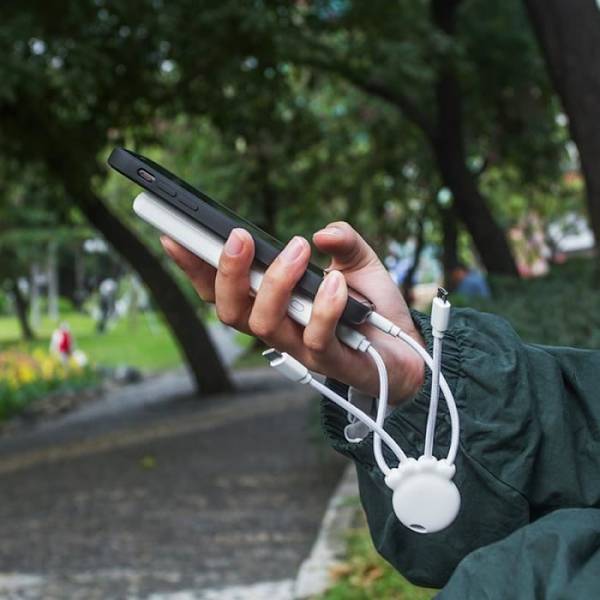 Multikontakts laddkabel - Xoopar - Octopus OBP - USB/USB-C/Lightning - Vit - Fickformat Vit