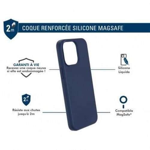 Skyddsskal - FORCE CASE - iPhone 15 Pro - Mörkblå - Mjuk silikon - Förstärkta MagSafe-magneter Blå
