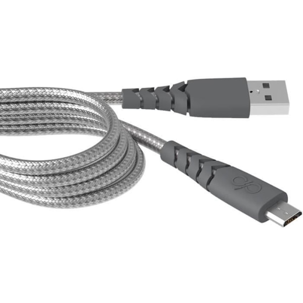 FORCEPOWER MicUSB 2m 2.1A Förstärkt kabel Grå