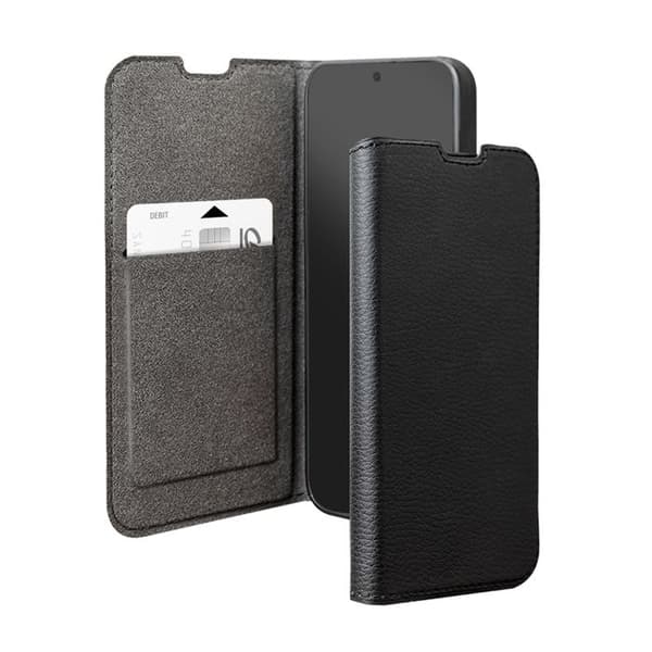 Folio Wallet - BIGBEN CONNECTED - Galaxy S25 FE - Saffiano-effekt - Ställfunktion - Stötsäker hårdskal Svart