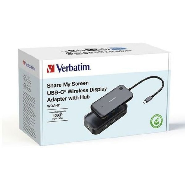 Verbatim-kontaktbox - 32146 - USB-C-Wireless-Display-Adapter 1080P med Hub WDA-01 ()