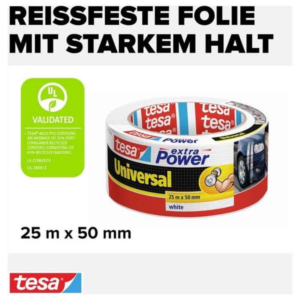 Tejp - Tesa - 56388-00002-05 - Extra Power - Vit - Multifunktionell Vit