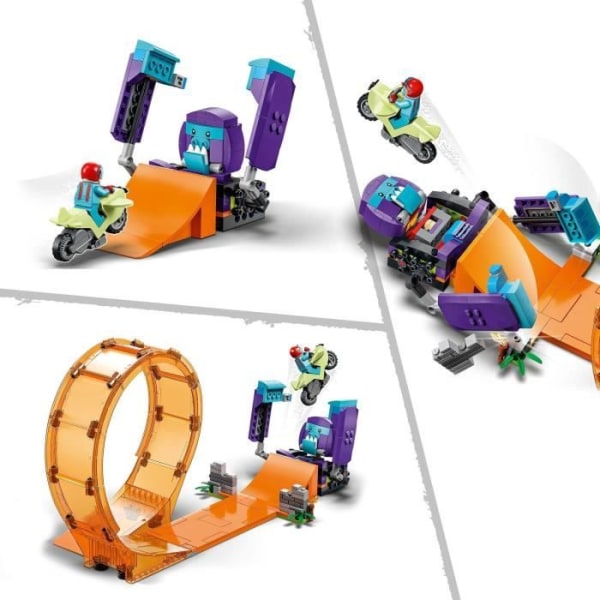 LEGO 60338 City Stuntz The Looping Chimpansee Puncher, Stuntz Stunt-minifigurer, Stunt-motorcykelleksak, barn från 7 år och uppåt