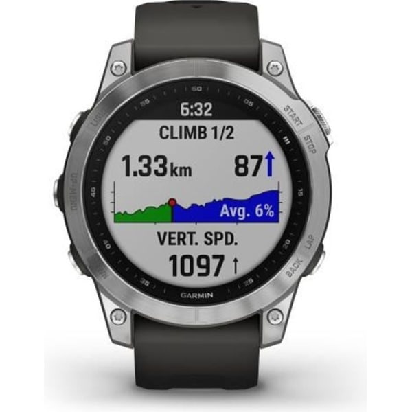 GARMIN Fenix 7 - Svart &amp; Silver - GPS &amp; Running Connected Watch - Personlig träning - Lång batteritid