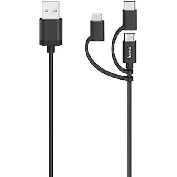 Micro-USB-kabel 3 i 1 - HAMA - USB-C- och Lightning-adapter - 0,75 m - USB 2.0