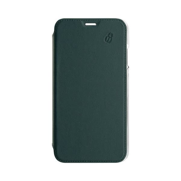 Foliofodral - BEETLECASE - iPhone 11 - Premium Läder - Glasbaksida - Kortfack Mörkgrön