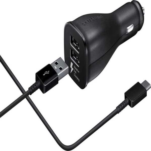 Samsung Dual Fast Billaddare Svart med USB Typ C-kabel