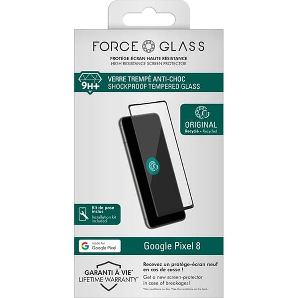 Original Forceglass 2.5D skärmskydd för Google Pixel 8 Transparent Transparent