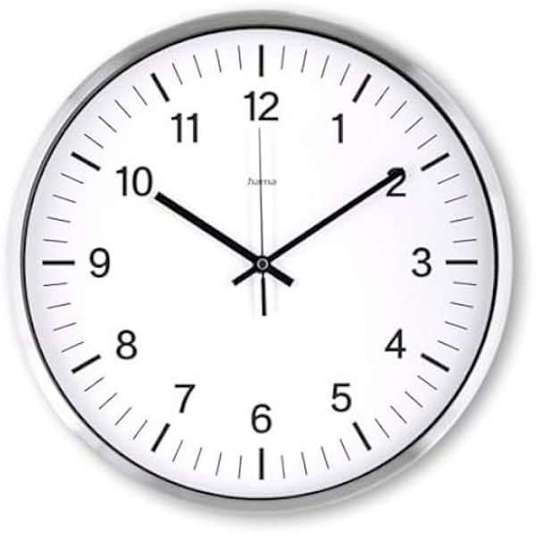 Väggklocka - HAMA - Java - Ø 35 cm - Silverfärgad - Radiostyrd Silver