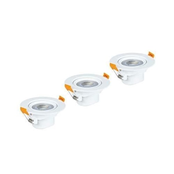 Indbygget LED-spot, sæt med 3, 5W, 350Lm, Farve: Blc Chd, Fatning: Hvid