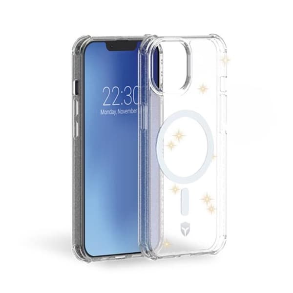 Coque - FORCE CASE - iPhone 13 / 14 - Förstärkt AIR - Transparent - Glitter Transparent