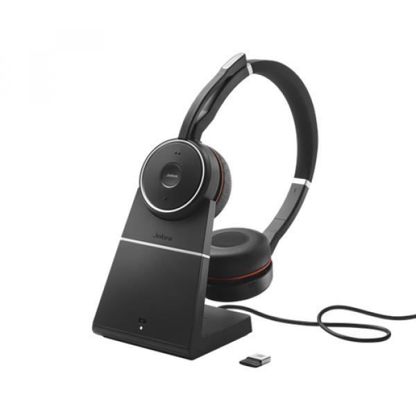 Jabra Evolve 75 SE MS Stereo - Headset - in-ear - Bluetooth - trådlöst - aktiv brusreducering - USB - med