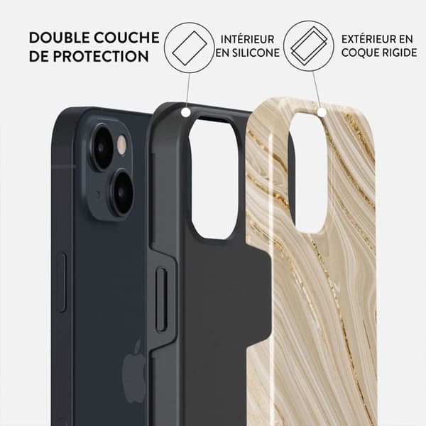 Coque - BURGA - Full Glam - iPhone 13 - Stötsäker skydd - Beige tryck brun