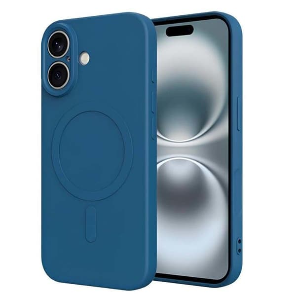 MagSafe-skal - JUST IN CASE - iPhone 17 - Flexibelt TPU - Höjda kanter - Mikrofiberfoder Blå