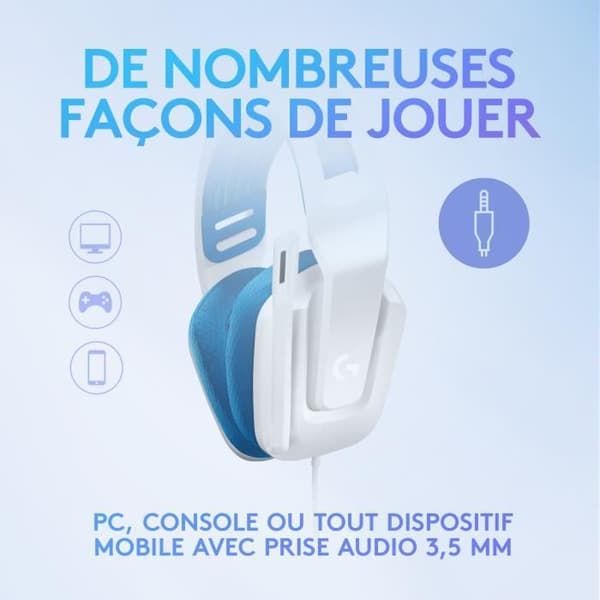 Spelhuvudtelefoner - Trådad - Logitech G - G335 - PS5, PS4, Xbox, Switch, PC - Vit