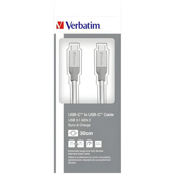 USB-kabel - VERBATIM - USB-C (H) till USB-C (H) - USB 3.1 Gen2 - 3 A - 30 cm