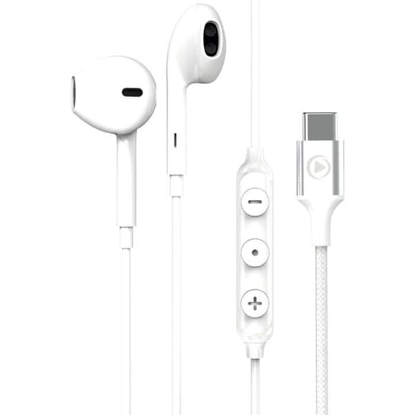 Trådade hörlurar Force Play KP USB-C-knapp Vit Vit