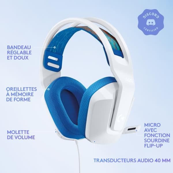Spelhuvudtelefoner - Trådad - Logitech G - G335 - PS5, PS4, Xbox, Switch, PC - Vit