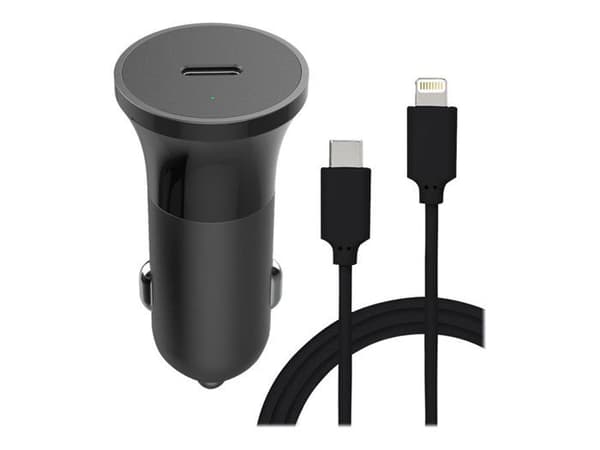 Bilsladd - Bigben - 20W - USB C - Lightning - Snabbladdning Svart