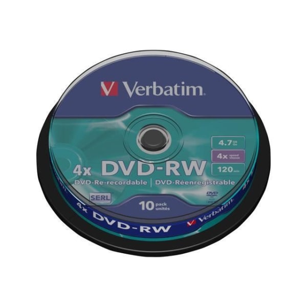 DVD-RW VERBATIM - Spindel 10 - 4x - 4,7 GB - Matt silver
