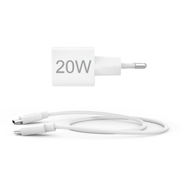 Laddare - HAMA - 20W - USB-C - 1m - Vit Vit