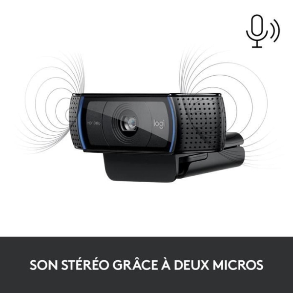 HD webbkamera - Logitech - C920S Pro - USB med inbyggd stereomikrofon - Svart