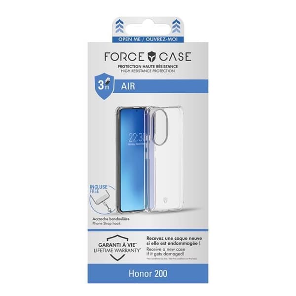 Coque - FORCE CASE - Honor 200 - Förstärkt - Luftkudde - Tryax 3M Transparent