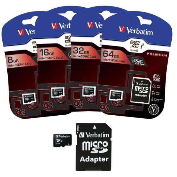 64GB Micro SD-kort med 10MB/s-adapter