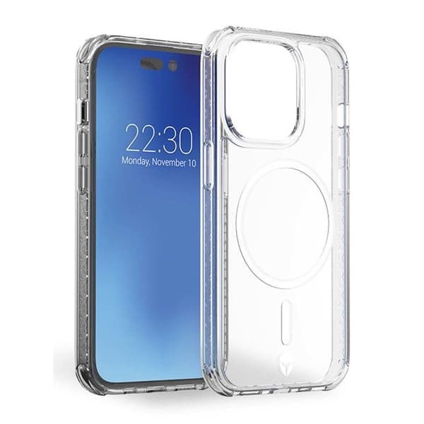 Skyddsskal - FORCE CASE - iPhone 14 Pro - Kompatibel med MagSafe - Förstärkt 3m - Transparent Transparent
