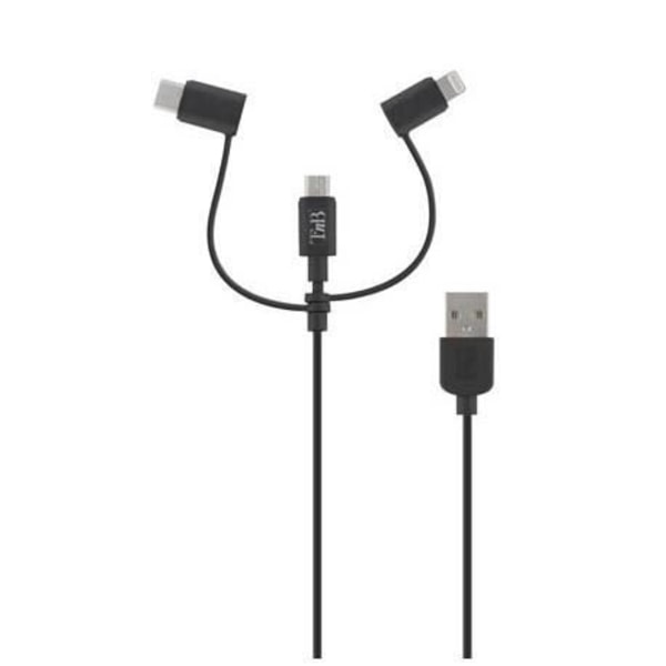 USB-kabel med Lightning + micro USB + typ C-kontakter för laddning och synkronisering med Apple-licens (iPod nano 7 och touch 5, iPhone