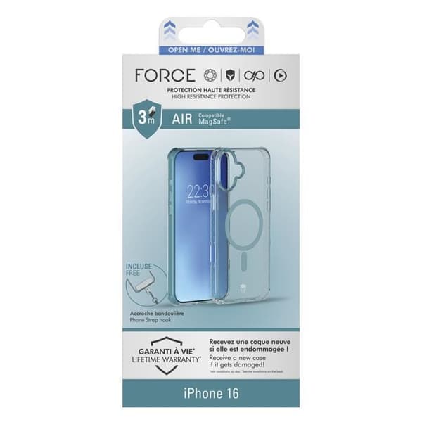 Coque - FORCE CASE - iPhone 16 - Förstärkt - MagSafe - Air Cushion Transparent