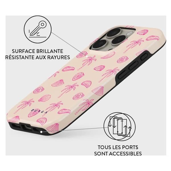 Coque - BURGA - Beach Please - iPhone 16 Pro Max - Antichocks - MagSafe - Rosa beige