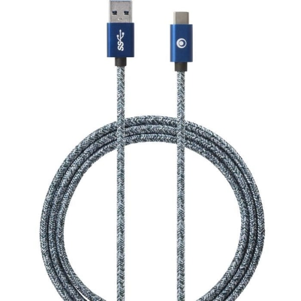 2 meter midnattsblå vävd USB/USB C-kabel
