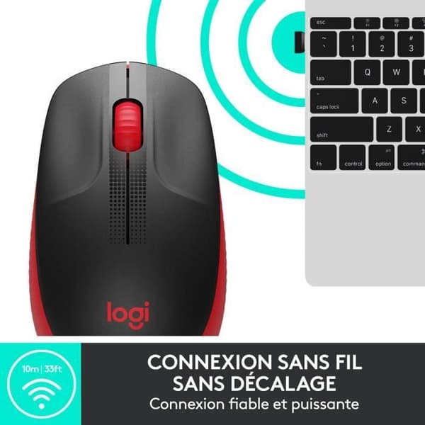 Mus - Trådlös - Logitech - M190 - Röd