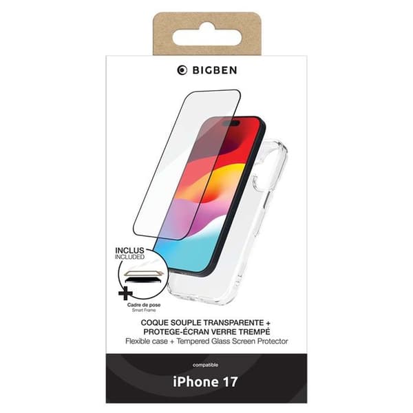 Pack skal + Härdat glas - IPhone17 - 2,5D - GRS - SmartFrame