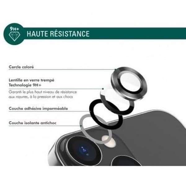 Kameraskydd för iPhone - FORCE GLASS - Ultra-resistent - Svart