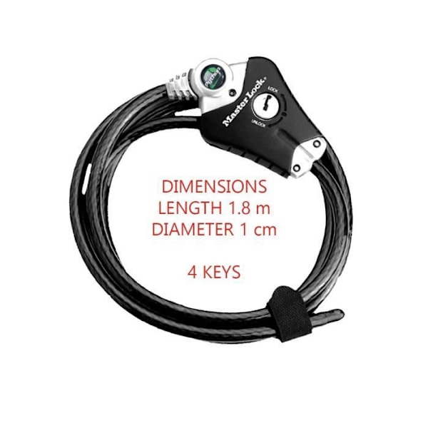 MASTER LOCK Patenteret tyverisikringskabel, der kan justeres fra 30 cm til 1,8 m