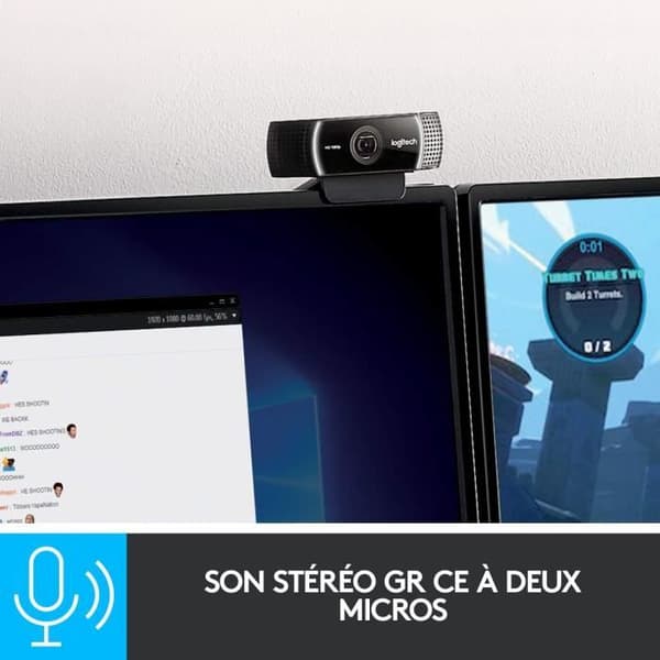 Webbkamera - Full HD 1080p - Logitech G - C922 Pro - Inbyggd mikrofon - Stream
