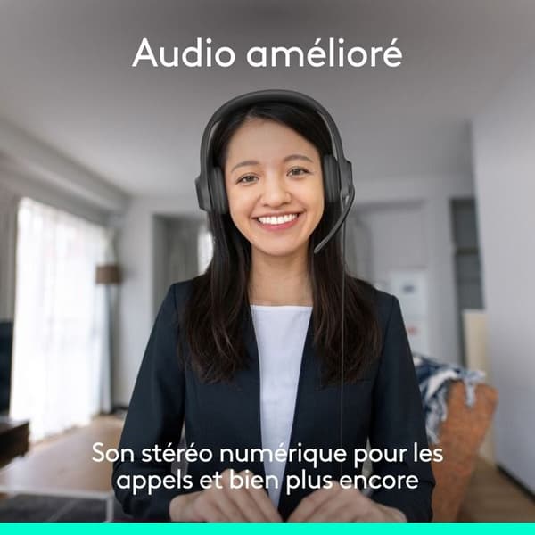 Logitech H390 USB-C trådbundet headset med støjreducerende mikrofon, stereo, til bærbar computer Svart