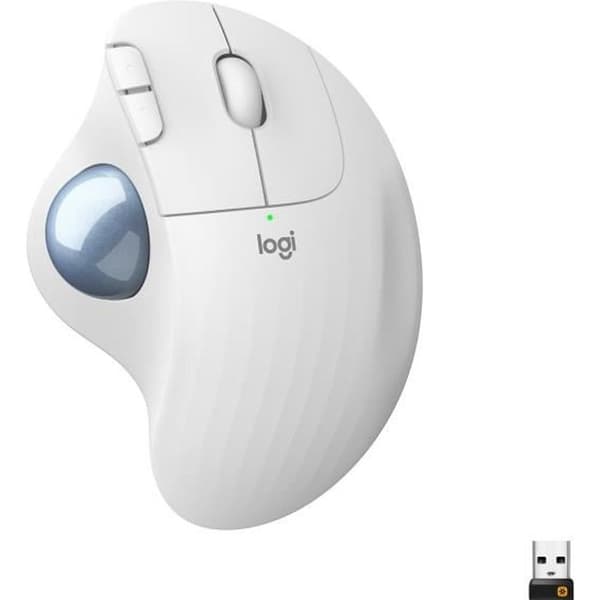Mus - Trådlös - Logitech - Ergo M575 - Vit - Ergonomisk