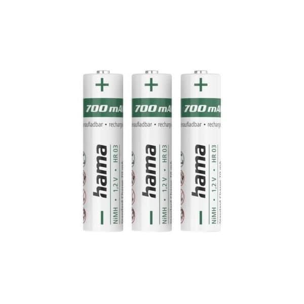 NiMH-batterier, AAA Micro, 700 mAh, 1,2 V, 3 st