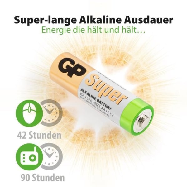 GP-batterier 4 batterier AA / LR06 - GP 15AE-2U4 / LR6 - Super Alkaline
