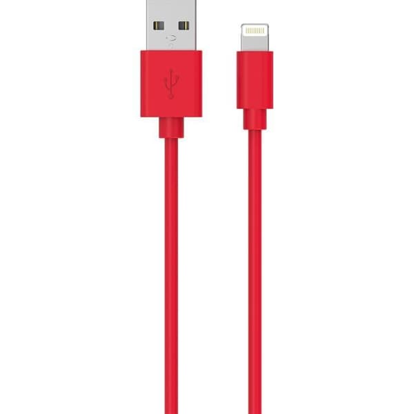Laddnings- och synkroniseringskabel - Wow - USB/USB Lightning - 1 meter - Röd - 2.4A