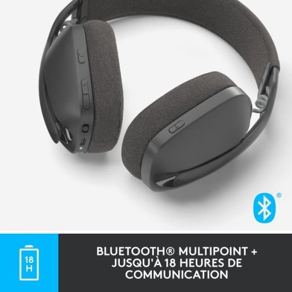 Logitech Zone Vibe 100 PC Headset Letvægts trådløst headset med støjreducerende mikrofon - grafit