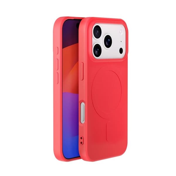 MagSafe-skal - BIGBEN - iPhone 17 Pro - Mjuk silikon - Röd Soft Touch-finish - Mikrofiberfoder Röd