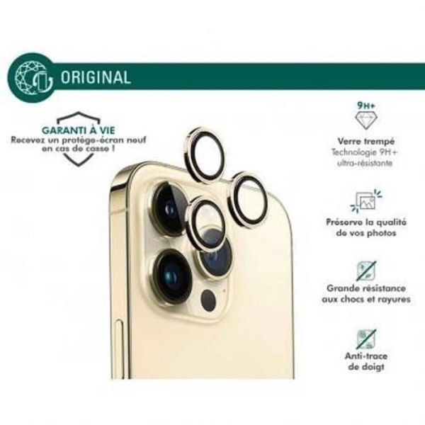 Kameraskydd för iPhone 15 Pro/15 Pro Max/14 Pro/14 Pro Max Ultra-resistent Force Glass Gold
