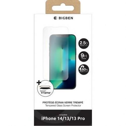 Skärmskydd för Apple iPhone 14 Plus / 13 Pro / 13 Flat med SmartFrame™ BIGBEN CONNECTED Transparent Transparent