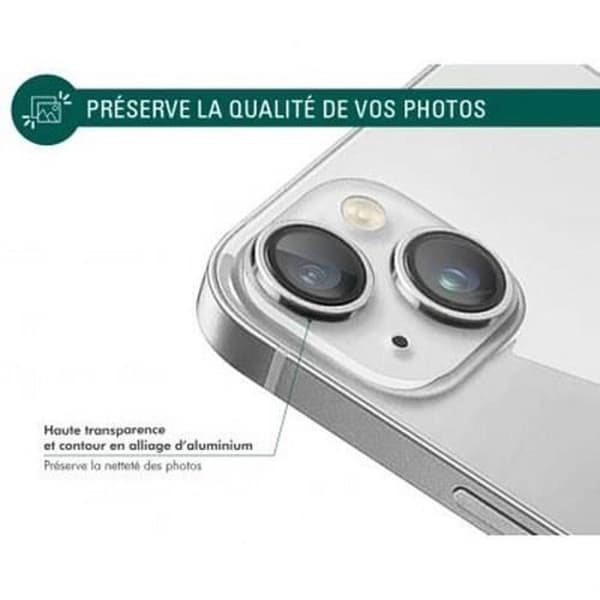 Linsskydd - FORCE GLASS - iPhone 15/15 Plus - Härdat glas - Ultra-resistent - Silver Grå