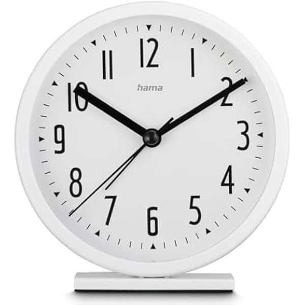 Väckarklocka - HAMA - Skye - Tyst mekanism - Svart urtavla - Modern design Vit