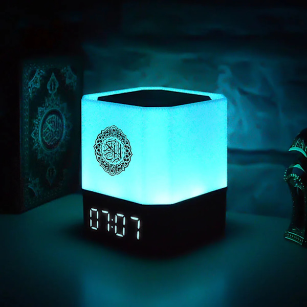 Natt Ljus Ramadan Gåva Koranen Högtalare Azan Klocka Trådlös Bluetooth Färgglad Lampa LED Natt Ljus Islamisk Coran Veilleuse